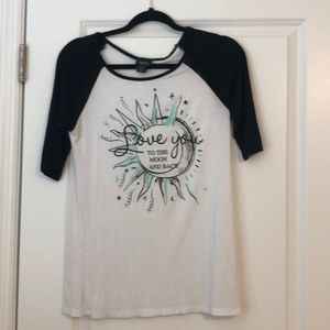love you to the moon and back 3/4 sleeve tee